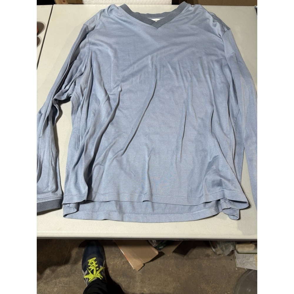 Men's Calvin Klein V-Neck‎ Blue Long Sleeve Shirt Size XL